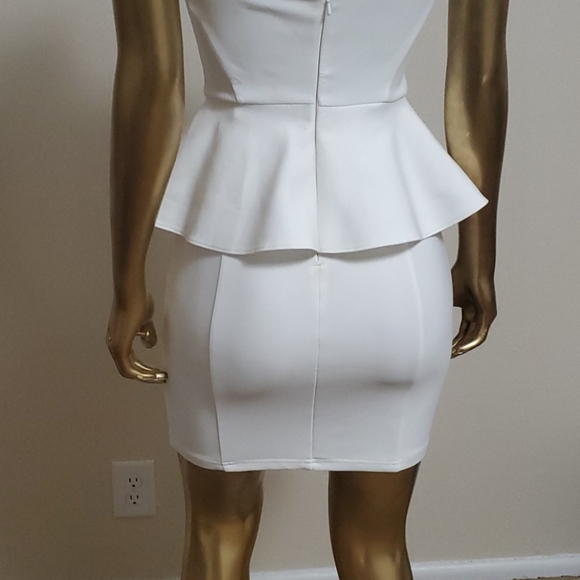 TopShop White Peplum Bodycon Mini Dress Size 4 - Picture 7 of 8